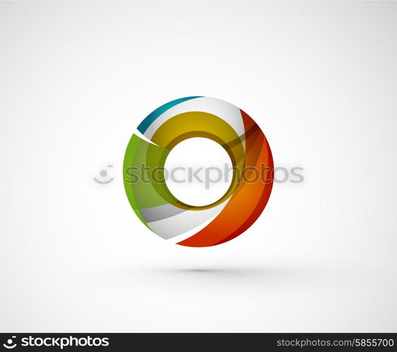 Abstract geometric company logo ring, circle. Vector illustration of universal shape concept made of various wave overlapping elements