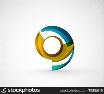 Abstract geometric company logo ring, circle. Vector illustration of universal shape concept made of various wave overlapping elements