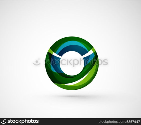 Abstract geometric company logo ring, circle. Vector illustration of universal shape concept made of various wave overlapping elements