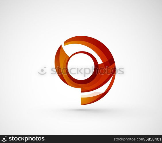 Abstract geometric company logo ring, circle. Vector illustration of universal shape concept made of various wave overlapping elements