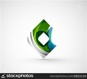 Abstract geometric company logo square, rhomb. Vector illustration of universal shape concept made of various wave overlapping elements