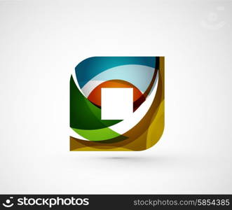 Abstract geometric company logo square, rhomb. Vector illustration of universal shape concept made of various wave overlapping elements