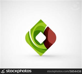 Abstract geometric company logo square, rhomb. Vector illustration of universal shape concept made of various wave overlapping elements