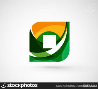 Abstract geometric company logo square, rhomb. Vector illustration of universal shape concept made of various wave overlapping elements