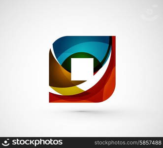 Abstract geometric company logo square, rhomb. Vector illustration of universal shape concept made of various wave overlapping elements