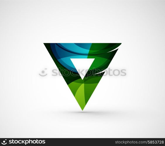 Abstract geometric company logo triangle, arrow. Vector illustration of universal shape concept made of various wave overlapping elements