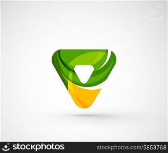 Abstract geometric company logo triangle, arrow. Vector illustration of universal shape concept made of various wave overlapping elements