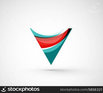 Abstract geometric company logo triangle, arrow. Vector illustration of universal shape concept made of various wave overlapping elements