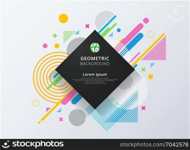 Abstract geometric composition forms modern background with colorful decorative triangles and patterns backdrop vector illustration for print, ad, magazine