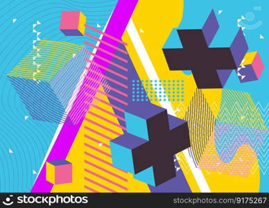 Abstract geometric cover. Colorful busy geometry background. Minimal vector illustration.