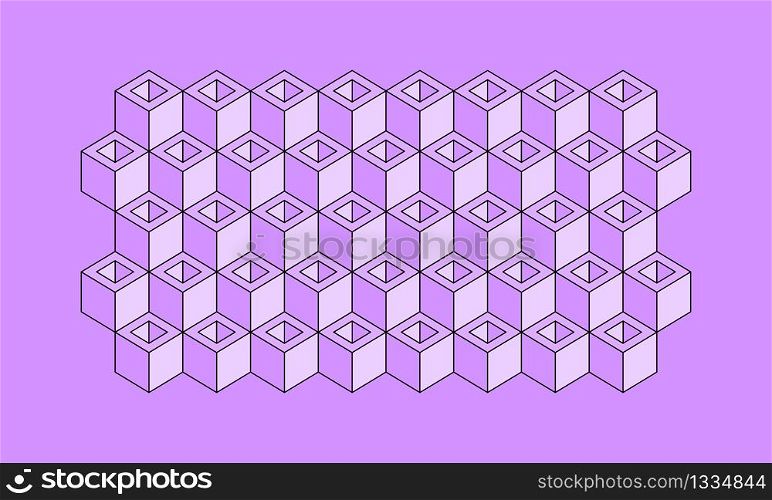 Abstract geometric cubes on a purple background. Vector illustration EPS 10