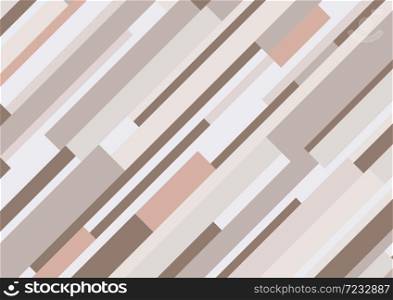 Abstract geometric diagonal rectangle stripes pattern brown color tone background and texture. Vector illustration