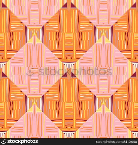 Abstract geometric ethnic mosaic seamless pattern. Tribal tile. Creative vintage ornament. Design for fabric, textile print, wrapping paper, cover. Vector illustration. Abstract geometric ethnic mosaic seamless pattern. Tribal tile. Creative vintage ornament.