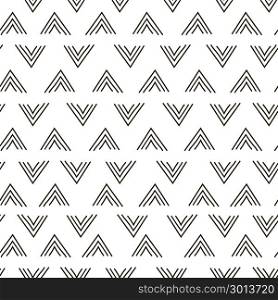 Abstract geometric fashion design print triangle wave pattern. Modern stylish texture with monochrome trellis. Repeating geometric triangular grid. Waves and stripes. Vector seamless pattern. Simple graphic design. Trendy sacred geometry. Abstract design print