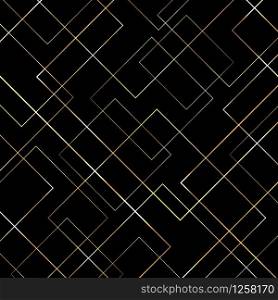 Abstract Geometric Gold Lines Pattern on Black Background. Art Deco Style. Vector Illustration