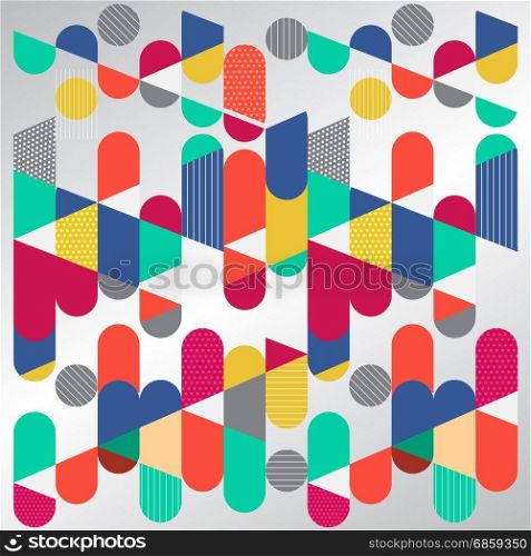 Abstract geometric graphic, colorful circle capsule. Flat Dynamic Design. Applicable for Covers, Placards, Posters, Flyers and Banner Designs. Vector illustration.