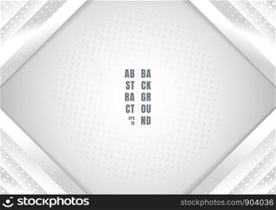 Abstract geometric gray gradient color corner with halftone effect on white background. You can use for template brochure, banner web, presentation, poster, print ad, etc. Vector illustration