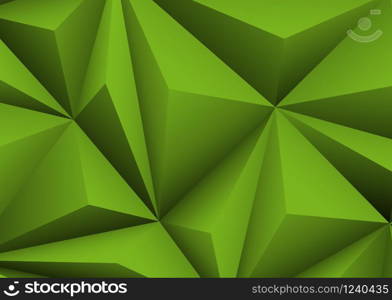 Abstract geometric green background. Folded paper in shape triangle.