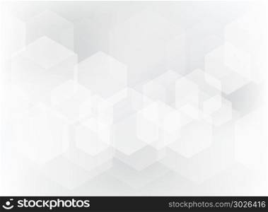 Abstract geometric hexagon overlay pattern on white and gray background. Technology template with copy space. Vector illustration. Abstract geometric hexagon overlay pattern on white and gray bac