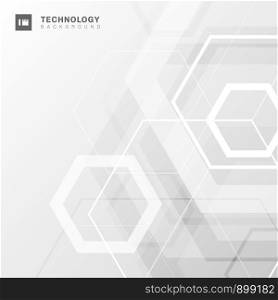 Abstract geometric hexagon shape technology digital futuristic concept white and gray background with space for your text. Vector illustration