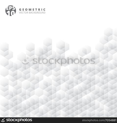 Abstract geometric hexagon white and gray grid mosaic background. Creative design templates. Vector illustration