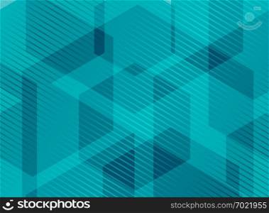 Abstract geometric hexagons blue background with striped lines. You can use for brochure, presentation, poster, leaflet, flyer, print, advertising, banner, website. Vector illustration
