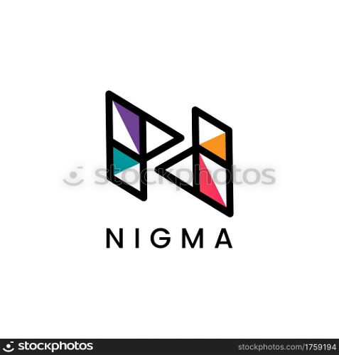 Abstract Geometric Line Initial Letter N with Colorful Triangle Inside Logo Design. Graphic Design Element.