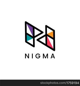 Abstract Geometric Line Initial Letter N with Colorful Triangle Inside Logo Design. Graphic Design Element.