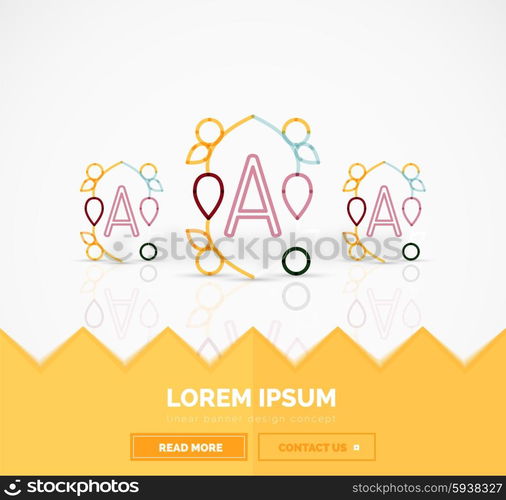 Abstract geometric linear hipster floral icon, frame design, flat style. Banner design element.