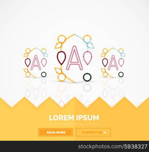 Abstract geometric linear hipster floral icon, frame design, flat style. Banner design element.