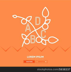 Abstract geometric linear hipster floral icon, frame design, flat style. Banner design element.