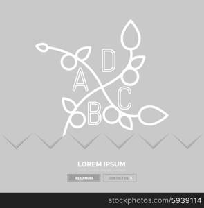 Abstract geometric linear hipster floral icon, frame design, flat style. Banner design element.