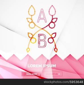 Abstract geometric linear hipster floral icon, frame design, flat style. Banner design element.