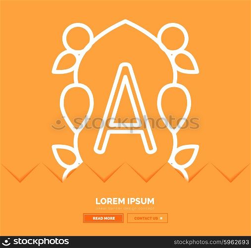 Abstract geometric linear hipster floral icon, frame design, flat style. Banner design element.