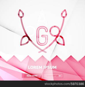 Abstract geometric linear hipster floral icon, frame design, flat style. Banner design element.