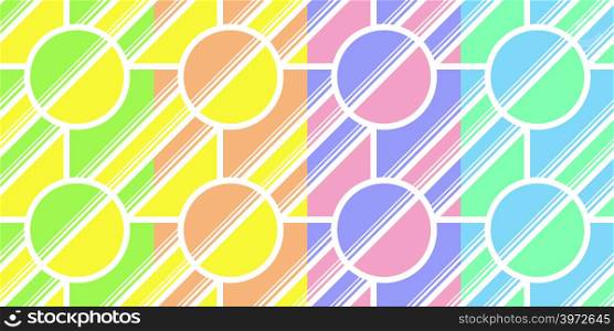 Abstract geometric lines and figures in pale colors. Set of light vector seamless patterns for textile, prints, wallpaper, wrapping paper, web etc.