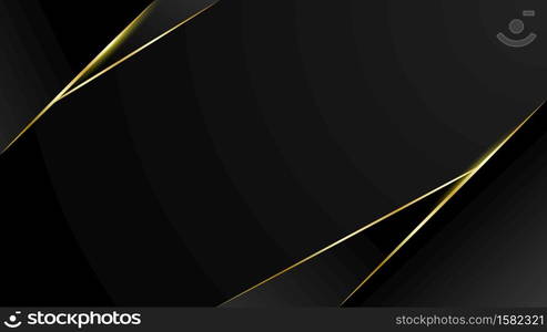 Abstract geometric oblique line triangle luxury gold vector with dark background