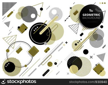 Abstract geometric party of golden black grey colors pattern background. Modern Memphis style of decorating. You can use for ad, poster, brochure and artwork. vector eps10