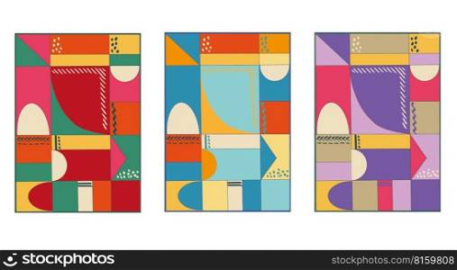 Abstract geometric pattern background, vector circle, triangle and square lines color art design. Colorful pattern background