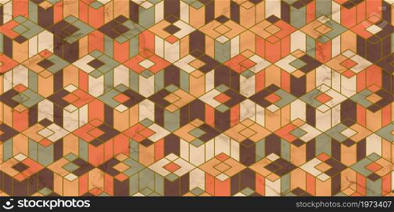 Abstract geometric pattern colorful background retro style with marble texture