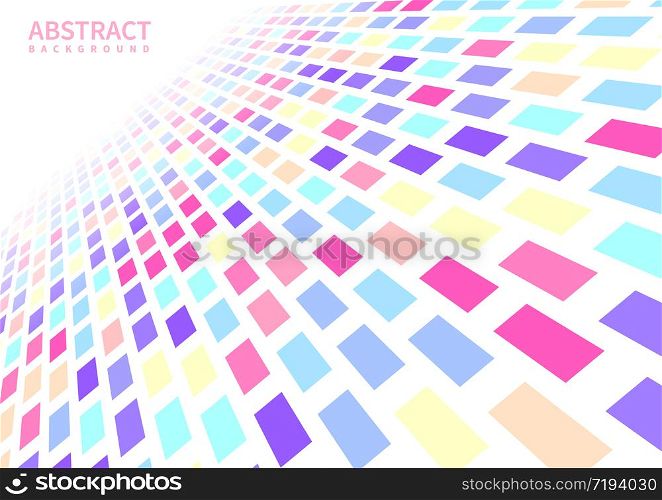 Abstract geometric pattern pastel color on fade out on white background texture. Squares and rectangle shapes repeating random color. Vector illustration