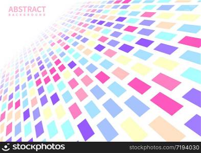 Abstract geometric pattern pastel color on fade out on white background texture. Squares and rectangle shapes repeating random color. Vector illustration