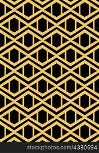 Abstract geometric pattern with lines, rhombuses. A seamless vector background. Black and gold texture