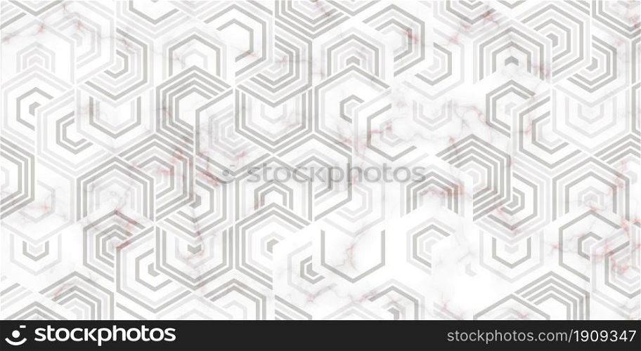 Abstract geometric pattern with stripes polygonal shape and marble texture. Luxury of white and gray background design for carpet,wallpaper,clothing