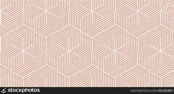 Abstract geometric pattern with wavy stripes lines. Seamless orange polygon shape and white background