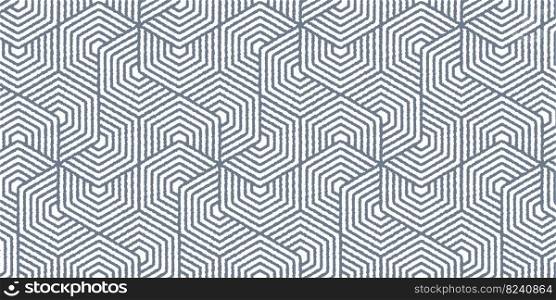 Abstract geometric pattern with wavy stripes. Seamless background white and blue lines polygon shape