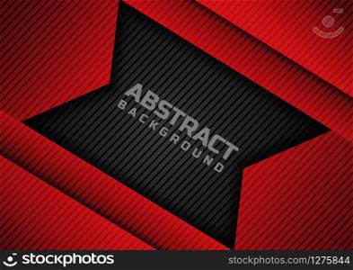 Abstract geometric red and black overlap background. Technology style. You can use for template brochure design. poster, banner web, flyer, etc. Vector illustration