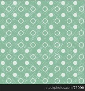 Abstract Geometric Retro Seamless Polka Dot Green Background. Vector Illustration