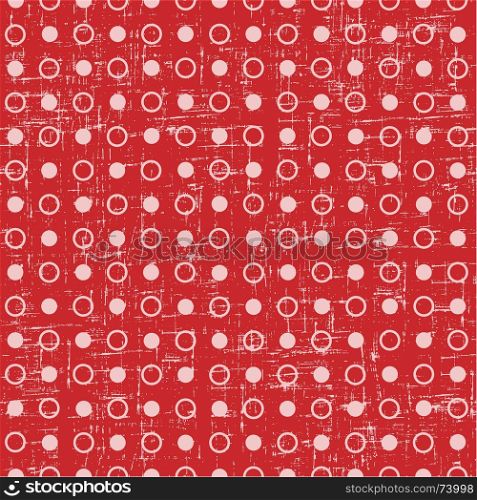 Abstract Geometric Retro Seamless Polka Dot Red Background. Vector Illustration