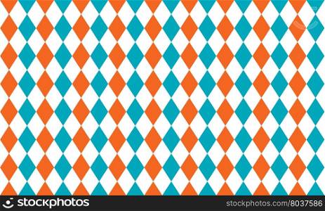 Abstract geometric seamless pattern of rhombus in blue, orange and white colors